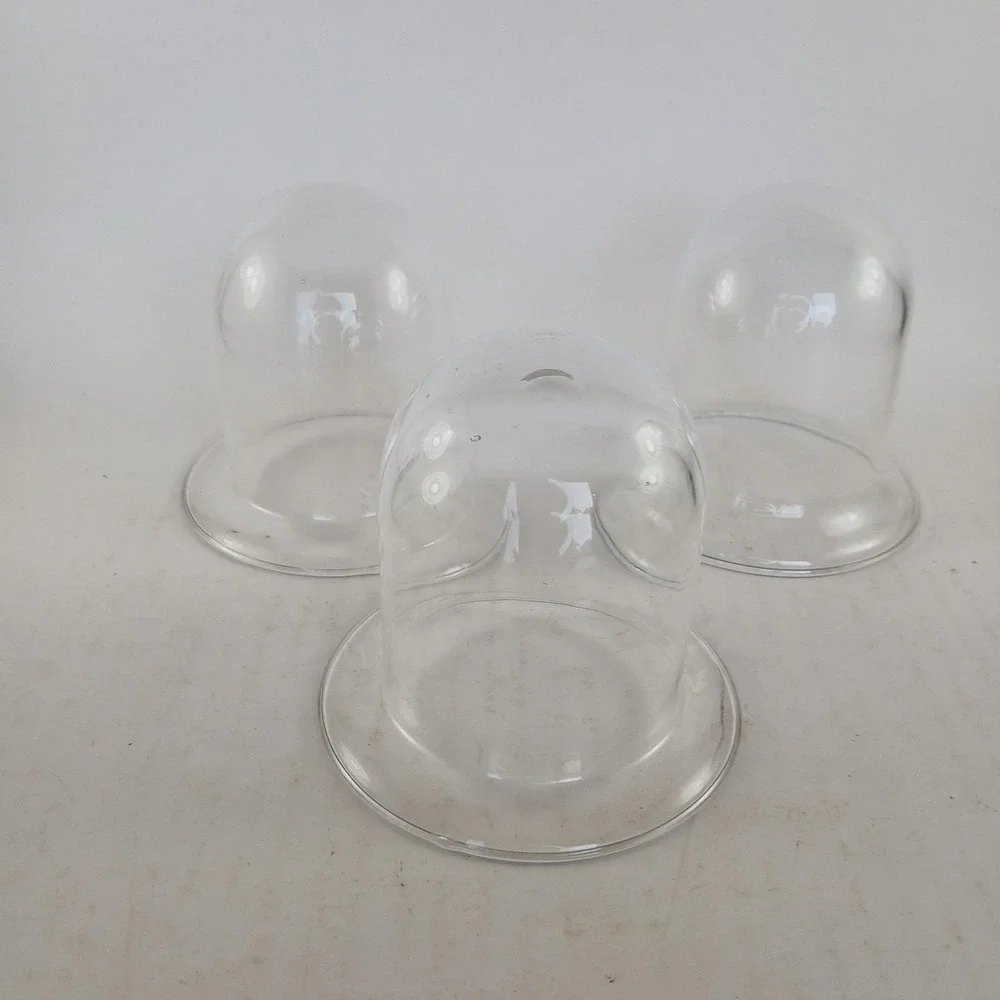 Set Of 3 Bell Shaped Cloche Clear Glass 4